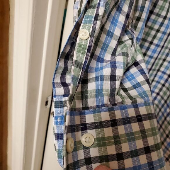 Peter millar button up mens size xl micro check button up 100% cotton preppy - Picture 3 of 8
